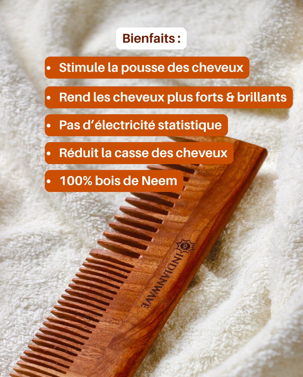 Grand Peigne en Bois de Neem