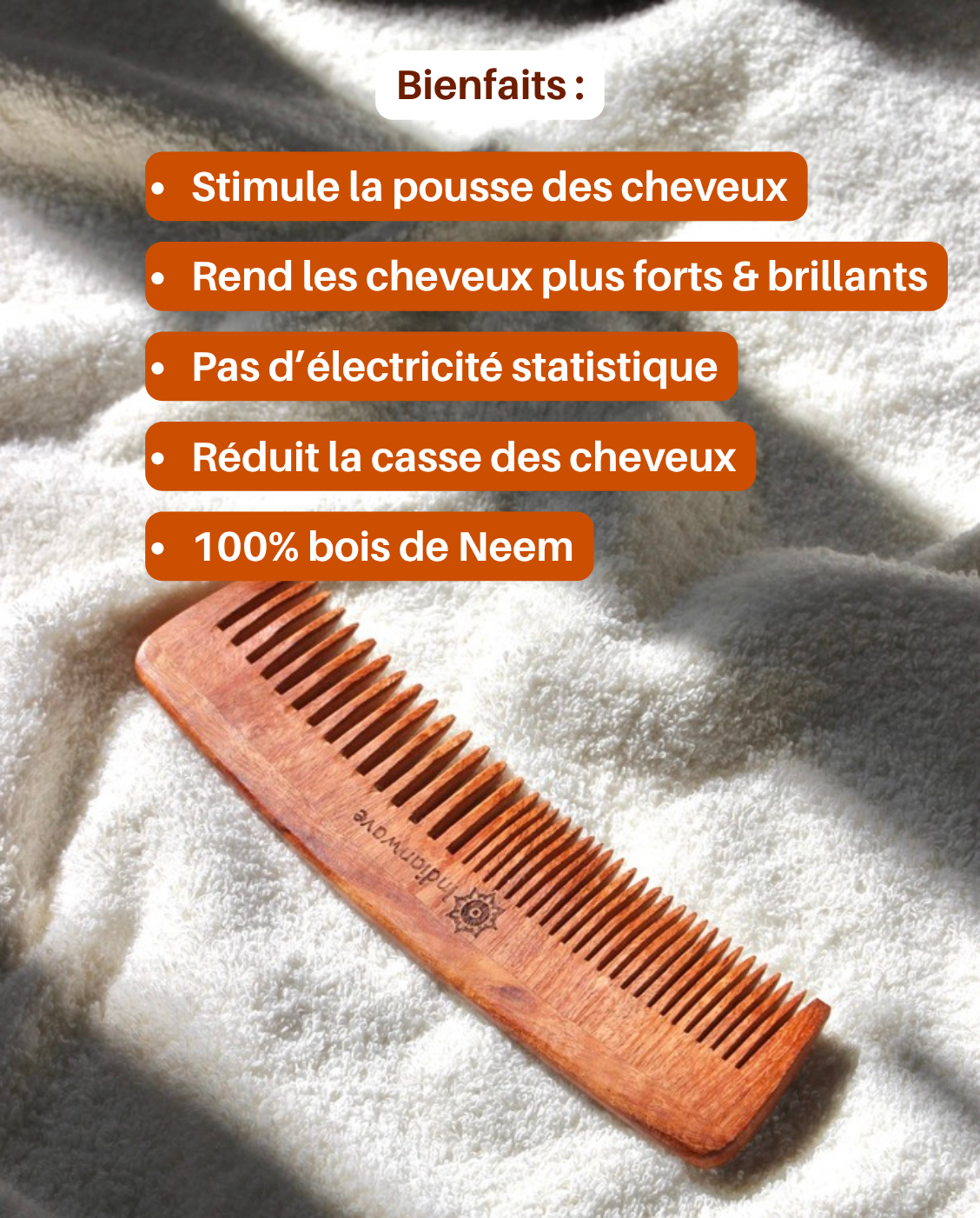Grand Peigne en Bois de Neem