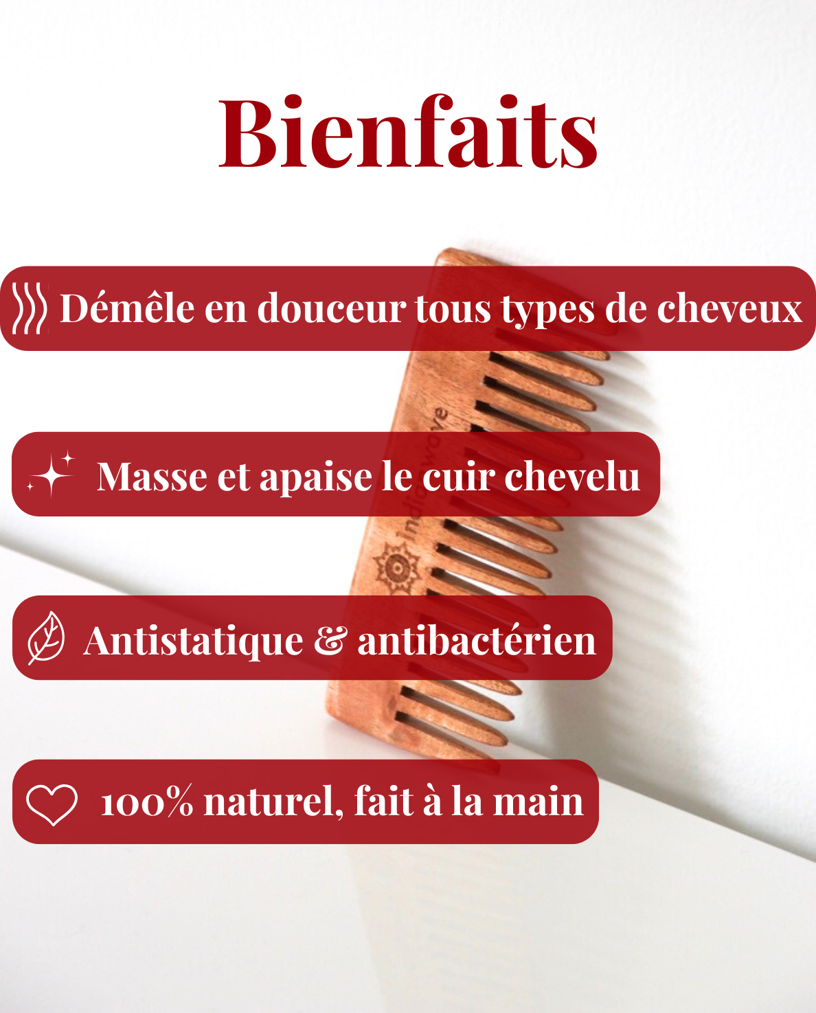 Petit Peigne en Bois de Neem